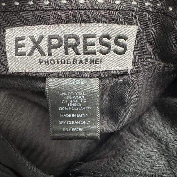 Express Photographer Wool Blend Dress Pants Men 32x32 Black Straight Leg Stretch - Picture 7 of 15